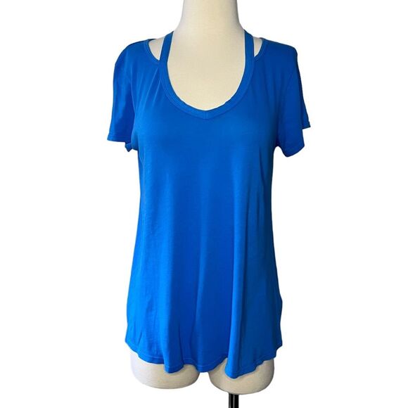 Bobi Los Angeles Scoop Neck Cut Out Blue Tee Size Medium - Picture 1 of 7